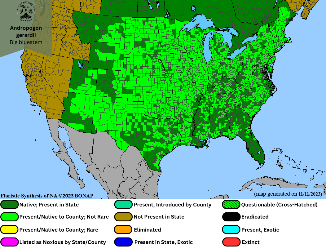 Andropogon gerardi-Big Bluestem Range Map