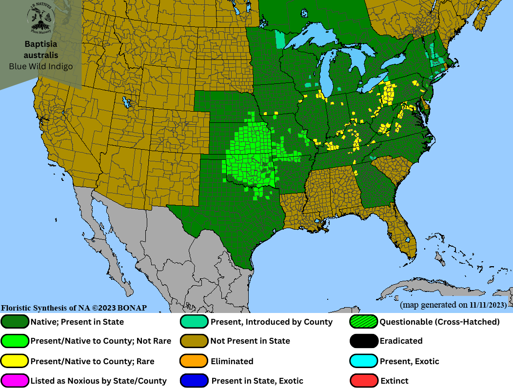 Baptisia australis - Blue Wild Indigo Range Map