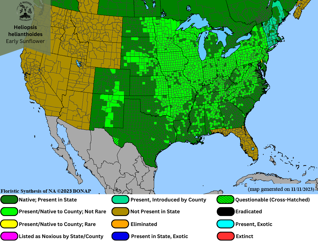 Heliopsis helianthoides - Early Sunflower Range Map