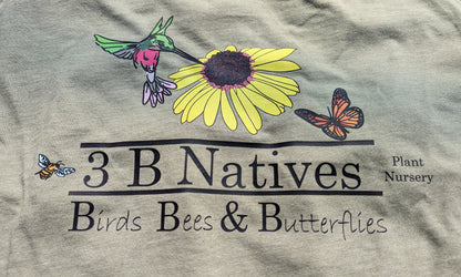 3 B Natives Plant Nursery Logo Gardening T-Shirt-Olive