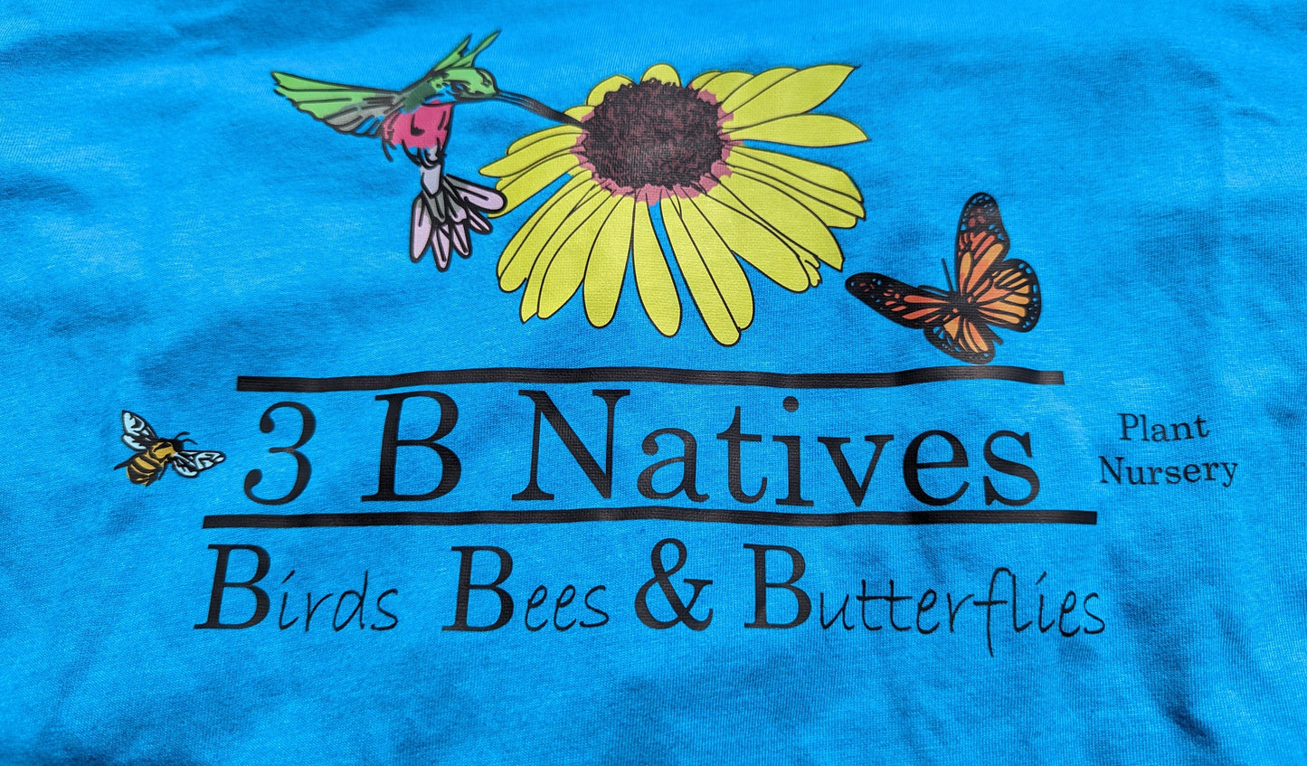 3 B Natives Plant Nursery Logo Gardening T-Shirt-Turquoise