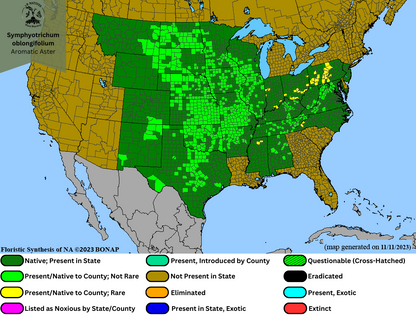 Symphyotrichum oblongifolium - Aromatic Aster Range Map