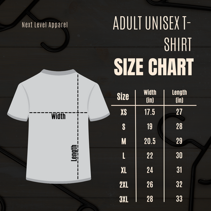 Next Level T-Shirt Size Chart